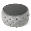 Benjara Pirana Ottoman Coffee Table- Gray Tuft Velvet- 30