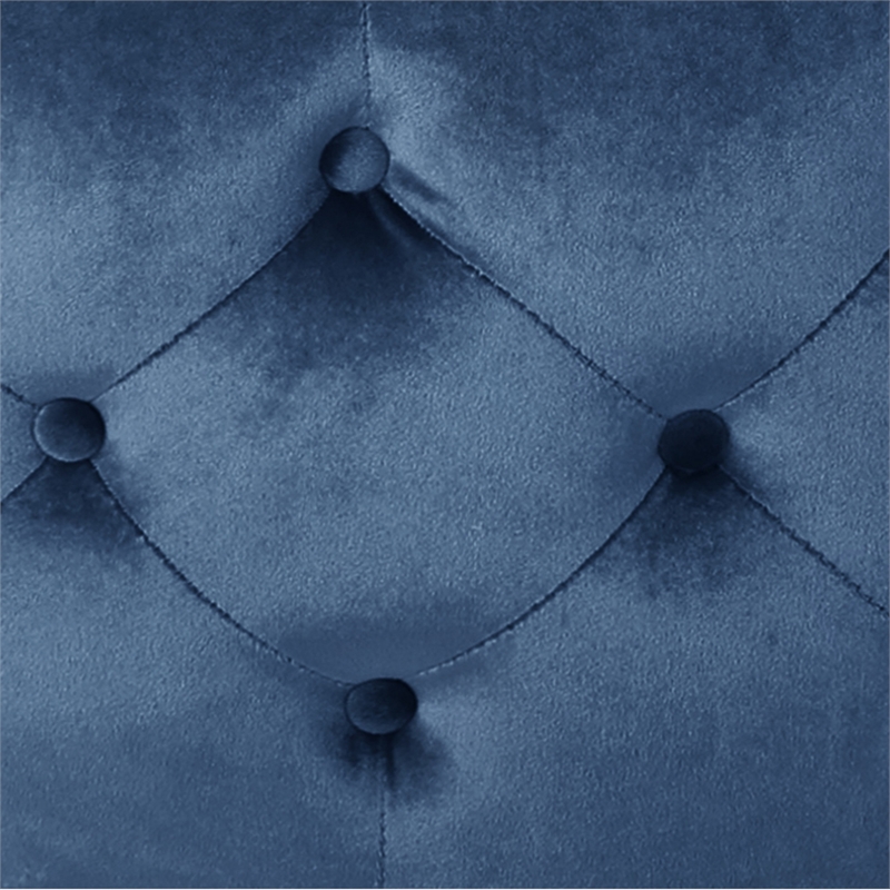 Benjara Pirana Ottoman Coffee Table- Blue Tuft Velvet- 30