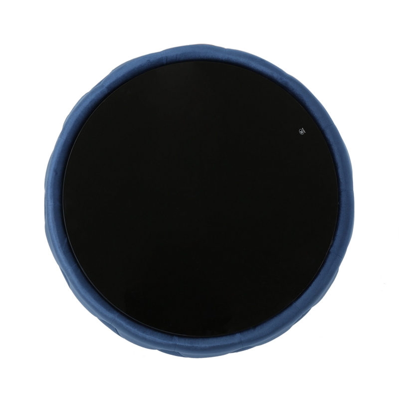 Benjara Pirana Ottoman Coffee Table- Blue Tuft Velvet- 30