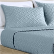 Benjara Keo 3pc Queen Coverlet Set- Reversible- Shams- Sky Blue Silky Fabric