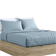 Benjara Keo 3pc Queen Coverlet Set- Reversible- Shams- Sky Blue Silky Fabric