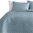 Benjara Keo 3pc Queen Coverlet Set- Reversible- Shams- Sky Blue Silky Fabric