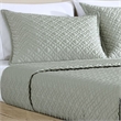 Benjara Keo 3pc Queen Coverlet Set- Reversible- Shams- Sage Gray Silky Fabric