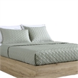 Benjara Keo 3pc Queen Coverlet Set- Reversible- Shams- Sage Gray Silky Fabric