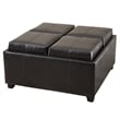Benjara Storage Ottoman- Tufted Chocolate Brown Faux Leather- 35