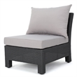 Benjara Annie Outdoor Modular Right Corner Sofa Set- Gray Fabric- Black Rattan