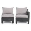 Benjara Annie Outdoor Modular Right Corner Sofa Set- Gray Fabric- Black Rattan
