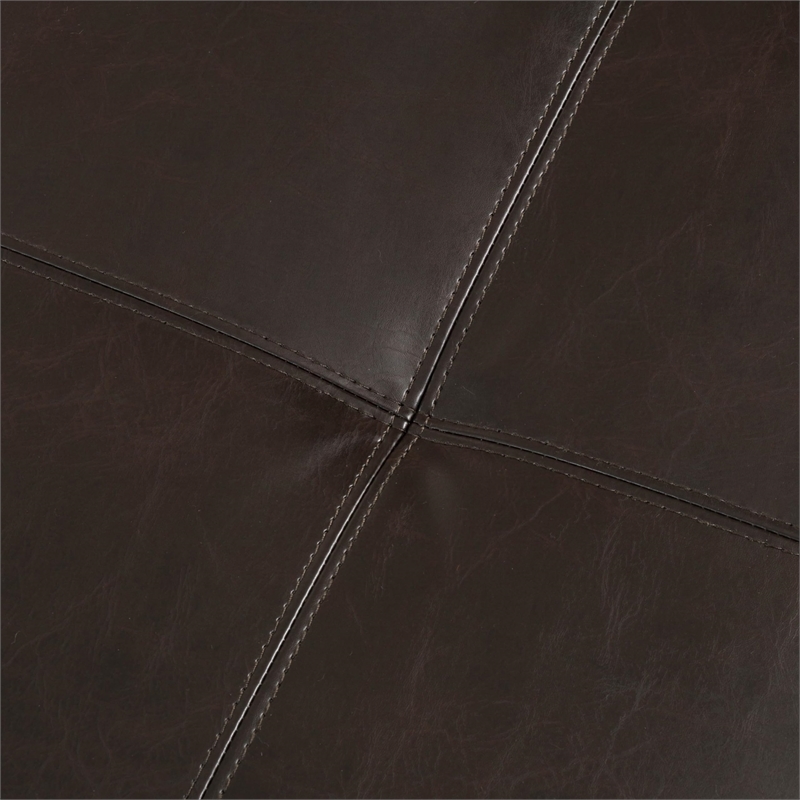 Benjara Lannie Storage Ottoman- Dual Top- Rich Brown Faux Leather- 48 Inch