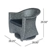 Benjara Nicki Outdoor Swivel Chair- Gray Rattan Wicker- Black Fabric Cushion