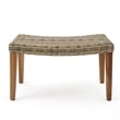 Benjara Bops Outdoor Ottoman- Gray Faux Rattan Wicker- Brown Acacia Wood