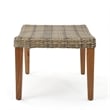Benjara Bops Outdoor Ottoman- Gray Faux Rattan Wicker- Brown Acacia Wood