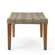 Benjara Bops Outdoor Ottoman- Gray Faux Rattan Wicker- Brown Acacia Wood