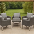 Benjara Bops Outdoor Ottoman- Gray Faux Rattan Wicker- 28