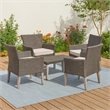 Benjara Bops Outdoor Ottoman- Gray Faux Rattan Wicker- 28