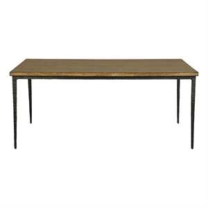 Benjara Lemy Dining Table- 72&quot Rectangular Brown Top- Black Metal Frame