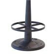 Benjara Counter Stool- Brown Goat Leather- Round Footrest- Black Iron Pedestal