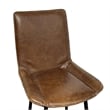 Benjara Swivel Counter Stool Chair- Brown Faux Leather Upholstery- Black Iron