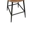 Benjara Swivel Counter Stool Chair- Brown Faux Leather Upholstery- Black Iron