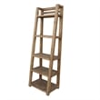 Benjara Bookcase- 5 Tier Ladder Shelves- Rustic Natural Brown Wood- 72 Inch
