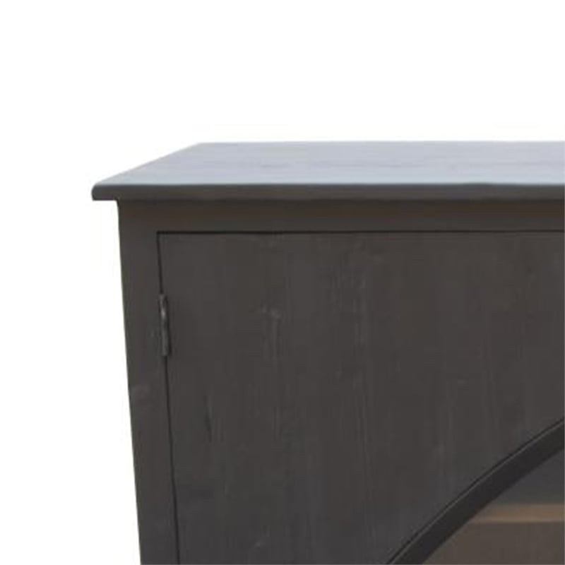 Benjara Evy Wide Sideboard Cabinet- Arch Inspired 4 Glass Doors- Black 96 Inch