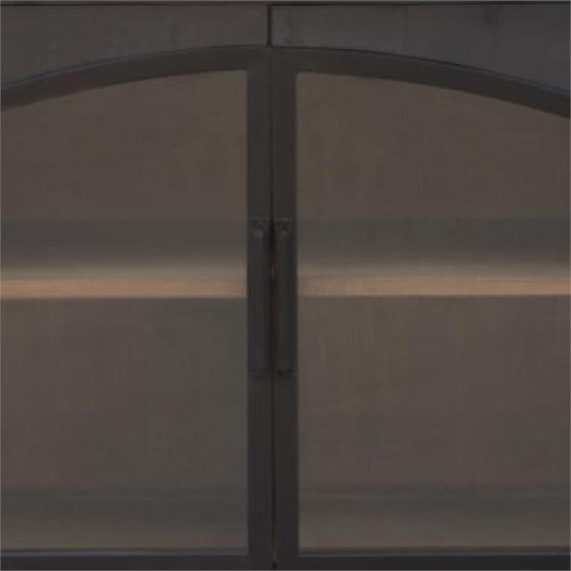 Benjara Evy Wide Sideboard Cabinet- Arch Inspired 4 Glass Doors- Black 96 Inch