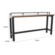 Benjara Fyan Counter Table w Rails- Black Iron Base- 71