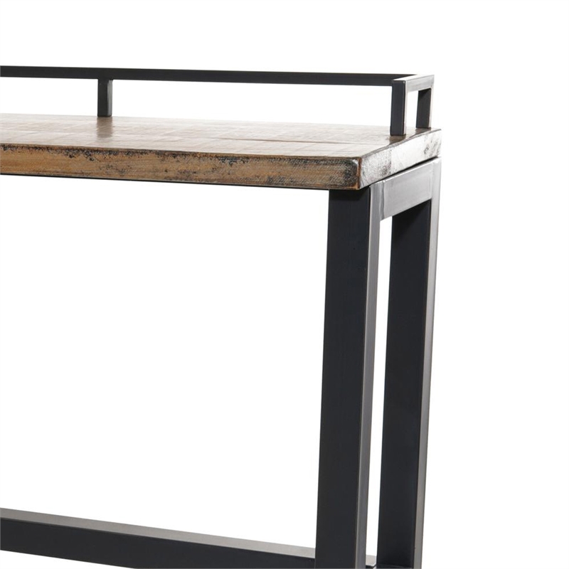 Benjara Fyan Counter Table w Rails- Black Iron Base- 71