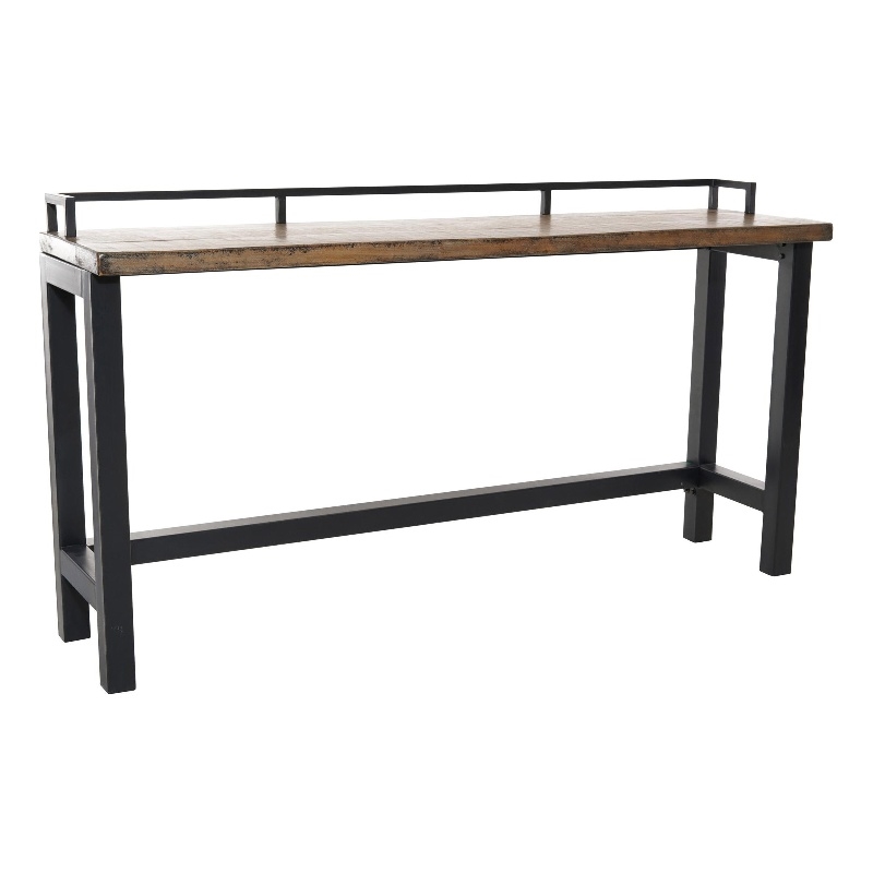 Benjara Fyan Counter Table w Rails- Black Iron Base- 71