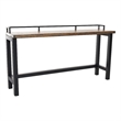 Benjara Fyan Counter Table w Rails- Black Iron Base- 71