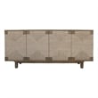 Benjara Augy Accent Cabinet Console- 4 Doors- Gray Brown Pine Wood- 77 Inch