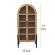 Benjara Bely Tall Curio Cabinet- Arch Accent Glass Doors- Black- Brown 83 Inch