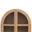 Benjara Bely Tall Curio Cabinet- Arch Accent Glass Doors- Black- Brown 83 Inch