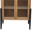 Benjara Bely Tall Curio Cabinet- Arch Accent Glass Doors- Black- Brown 83 Inch