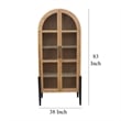 Benjara Bely Tall Curio Cabinet- Arch Accent Glass Doors- Black- Brown 83 Inch