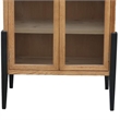 Benjara Bely Tall Curio Cabinet- Arch Accent Glass Doors- Black- Brown 83 Inch