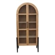 Benjara Bely Tall Curio Cabinet- Arch Accent Glass Doors- Black- Brown 83 Inch