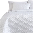 Benjara Keo 3pc Queen Coverlet Set- Reversible- Shams- White Silky Fabric