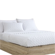 Benjara Keo 3pc Queen Coverlet Set- Reversible- Shams- White Silky Fabric