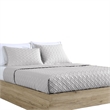 Benjara Keo 3pc Queen Coverlet Set- Reversible- Shams- Silver Silky Fabric