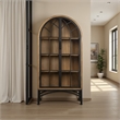 Benjara Veria China Cabinet- 2 Door Arch Frame- Antique Natural Brown- 83 Inch