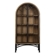 Benjara Veria China Cabinet- 2 Door Arch Frame- Antique Natural Brown- 83 Inch