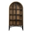 Benjara Veria China Cabinet- 2 Door Arch Frame- Antique Natural Brown- 83 Inch