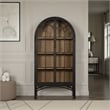 Benjara Veria China Cabinet- 2 Glass Door Arch Frame- Black Iron- 83 Inch