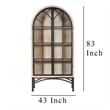 Benjara Veria China Cabinet- 2 Glass Door Arch Frame- Whitewash Wood- 83 Inch