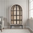 Benjara Veria China Cabinet- 2 Glass Door Arch Frame- Whitewash Wood- 83 Inch