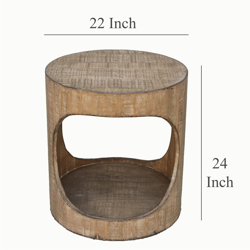 Benjara Roki Side End Table w Shelf- 22