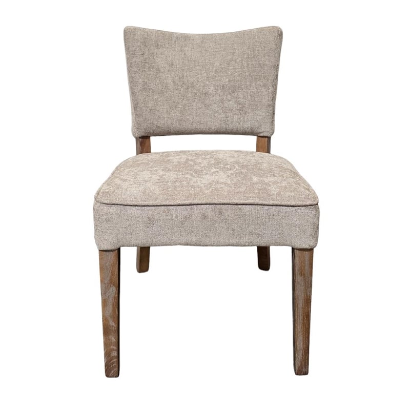 Benjara Rea Dining Side Chair Set of 2- Taupe- Classic Graywash Solid Wood