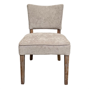 Benjara Rea Dining Side Chair Set of 2- Taupe- Classic Graywash Solid Wood