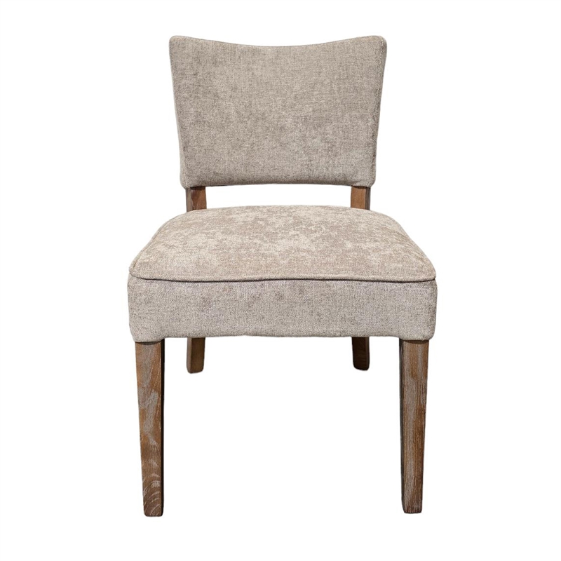 Benjara Rea Dining Side Chair Set of 2- Taupe- Classic Graywash Solid Wood