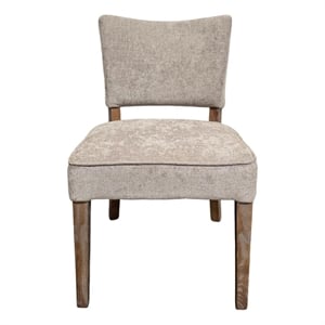 Benjara Rea Dining Side Chair Set of 2- Taupe- Classic Graywash Solid Wood
